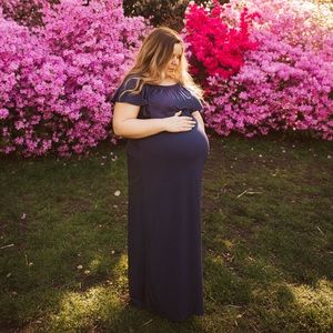 Navy Maternity Maxi Dress